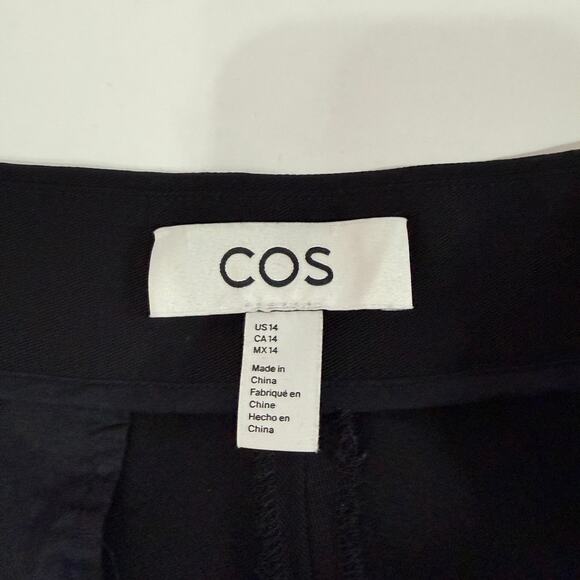 COS Womens Wide Leg Wool Blend Trouser Pants Cropped Pleated US14 Black - Picture 4 of 10